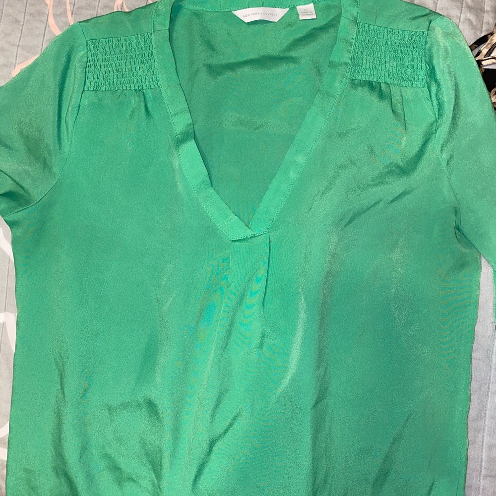 new york and company green blouse